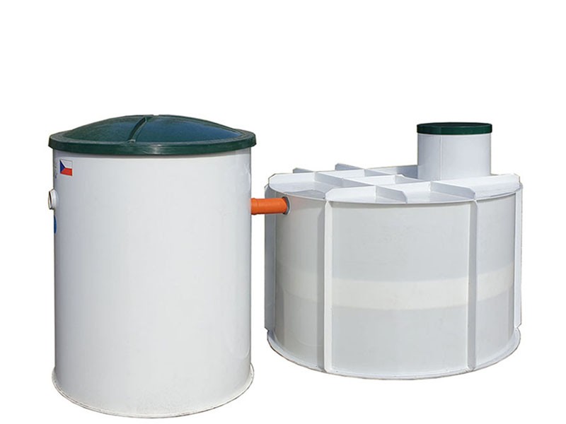 Aquatec AT6 a PPA jímka 5 m³ - sestava čistírny odpadních vod a jímky